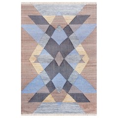 Grounding Geometric Handwoven Jute and Chotton Dhurrie Area Rug