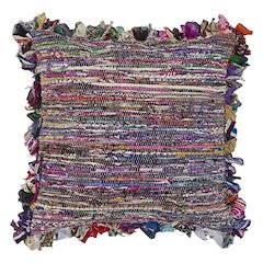 Ox Bay Hand-Woven Red/Multicolored Abstract Cotton Blend Pillow Cover