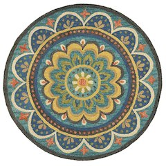 Blue Indoor Area Rug With Bohemian Design And Multicolored Pattern