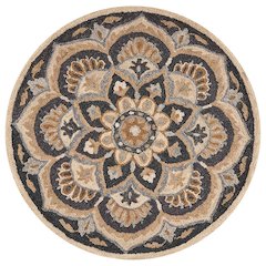 Round Indoor Area Rug In Black And Ivory With Classic Style, 6-Foot Diameter