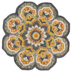 Gray And Yellow Indoor Area Rug With Classic Round Design