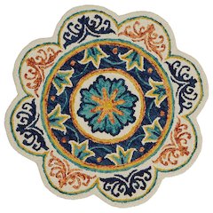Blue Indoor Round Area Rug With Classic Style And Soft Texture