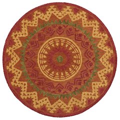 Orange/Red Round Indoor Area Rug With Transitional Style, 4-Foot Diameter
