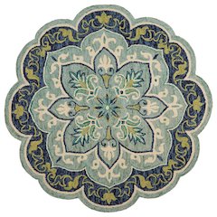 Blue Indoor Area Rug In Classic Round Style For Living Room And Bedroom