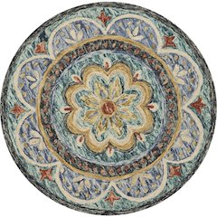 Blue Indoor Round Area Rug With Classic Style And Bright Colors
