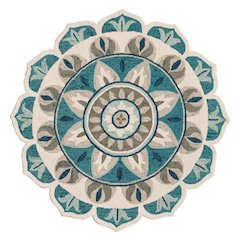 Blue Indoor Area Rug With Bohemian Design, 4-Foot Round Shape
