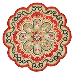 Bohemian Indoor Area Rug In Orange/Gold, Round Shape With Soft Material