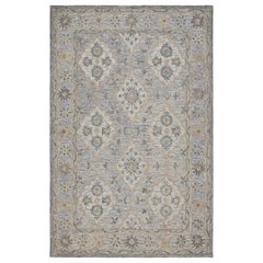 Blue Wool Area Rug With Classic Pattern And Soft Touch For Living Room