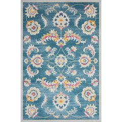 Durable Performance Area Rug Outdoor in Blue/Multicolored, 5'3" x 7'10"