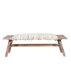 Accent Bench White Wash Finish in Cream/Multicolored, 50" L x 16.5" W x 18" H