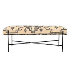 Barkley Accent Bench in Black/Cream, 48" L x 18" W x 18" H