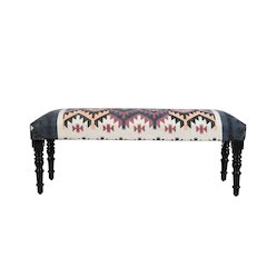 Accent Bench Painted Black Finish in Black/Multicolored, 47" L x 16" W x 18" H