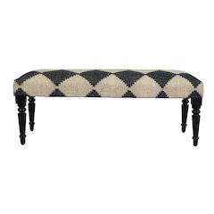 Alexei Accent Bench Painted Black Finish in Black/Cream, 47" L x 16" W x 18" H