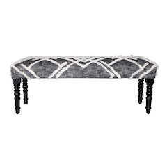 Alexei Accent Bench Painted Black Finish in Black/White, 47" L x 16" W x 18" H