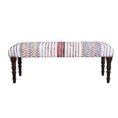 Chindi Accent Bench Painted Black Finish in White/Black, 47" W x 16" D x 18" H