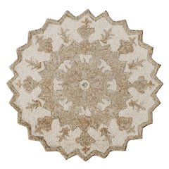 Bella Rose Wool Area Rug Indoor in Beige/Cream, 3' Round