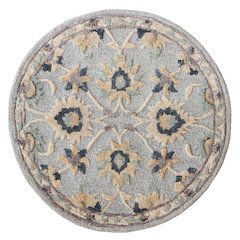 Bella Rose Wool Area Rug Indoor in Blue/Gray, 3' Round