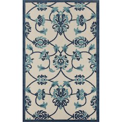 Copa Cabana Durable Performance Area Rug Outdoor in Blue/Beige, 5' x 8'