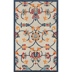 Copa Cabana Durable Performance Area Rug Outdoor in Orange/Blue, 3'6" x 5'6"