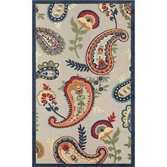 Durable Performance Area Rug Outdoor in Blue/Multicolored, 3'6" x 5'6"
