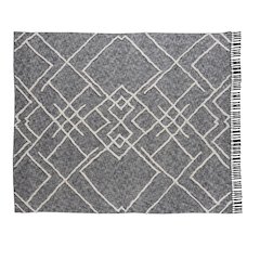 Coverlet Cotton in Black/Ivory 68” x 90”