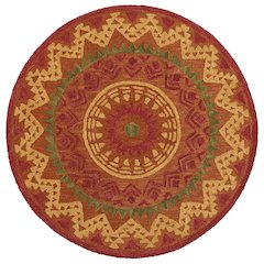 Dazzle Wool Area Rug Indoor in Orange/Red, 4' Round