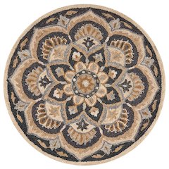Dazzle Wool Area Rug Indoor in Black/Ivory, 4' Round
