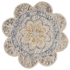 Dazzle Wool Area Rug Indoor in Gray/Multicolored, 4' Round