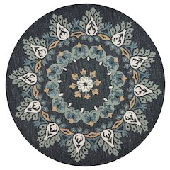 Dazzle Wool Area Rug Indoor in Black/Multicolored, 4' Round
