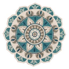 Dazzle Wool Area Rug Indoor in Blue/Gray, 4' Round