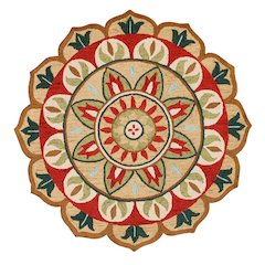 Dazzle Wool Area Rug Indoor in Red/Green, 4' Round
