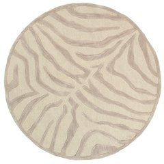 Fashion Wool Area Rug Indoor in Beige/Gray, 3' Round