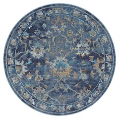 Gala Durable Performance Area Rug Indoor in Blue/Multicolored, 5'3" Round