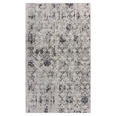 Neutral Distressed Damask Contemporary Area Rug  5'3" x 7'6"