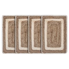 Classic Jute Set of 4 Table Top Placemat in Tan/White,  1'1" x 1'7"