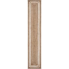 Classic Jute Table Top Placemat in Tan/White,  1'4" x 6'8"