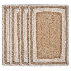 Classic Jute Set of 4 Table Top Placemat in White/Multicolored,  1'1" x 1'7"