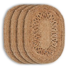 Natural Fiber Set of 4 Table Top Placemat in Brown,  13" x 19"