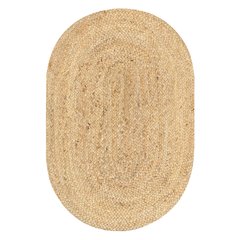 Ox Bay Natural Brown Farmhouse Jute Indoor Oval Area Rug