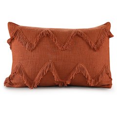 Solid Cinnamon Chevron Shag Throw Pillow