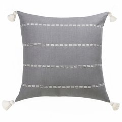 Estate Linen Poly Filled Pillow in Gray/Ivory, 20" x 20"