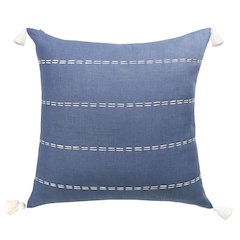 Estate Linen Poly Filled Pillow in Blue/Ivory, 20" x 20"
