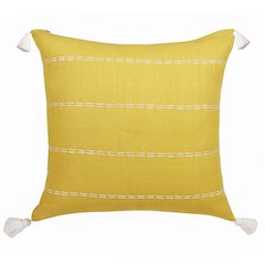 Estate Linen Poly Filled Pillow in Yellow/Ivory, 20" x 20"