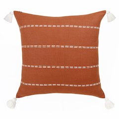 Estate Linen Poly Filled Pillow in Orange/Ivory, 20" x 20"