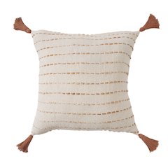White/ Adobe Striped Ombre Farmhouse Flatweave Throw Pillow
