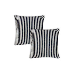 Ox Bay Blue/White Stripe All-Natural Cotton Pillow Cover, Set of 2