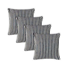 Ox Bay Blue/White Stripe All-Natural Cotton Pillow Cover, Set of 4