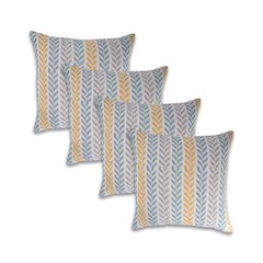 Ox Bay Yellow/Green Chevron All-Natural Cotton Square 4 Piece Pillow Cover Set