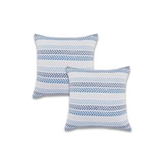 Ox Bay Blue Chevron All-Natural Cotton Square 2 Piece Pillow Cover Set