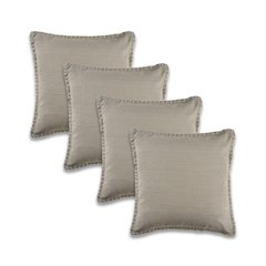 Ox Bay Light Gray Solid All-Natural Cotton Square 4 Piece Pillow Cover Set